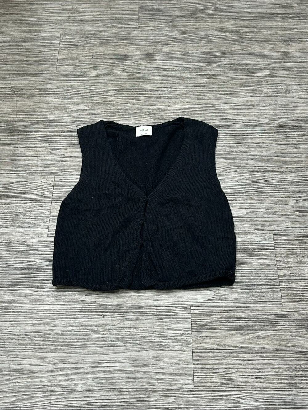 Wilfred Sweater Womens S Black V-Neck Sleeveless Cropped